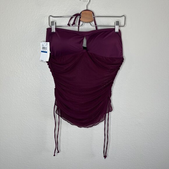 Becca By Rebecca Virtue Womens XL Muse Bandeau Mesh Tankini Swim Top New - Picture 2 of 8